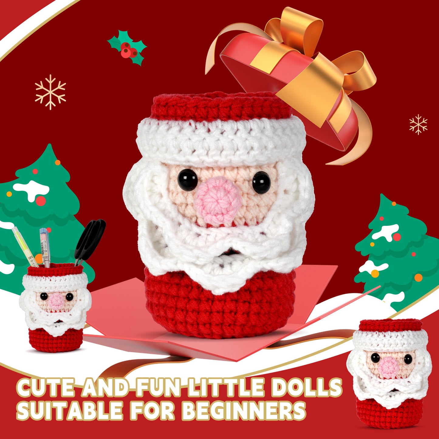 Christmas Santa Claus Pen Holder Crochet Kit