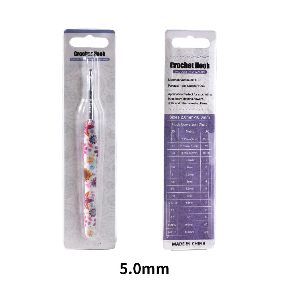 Soft handle printed crochet hook-single pack