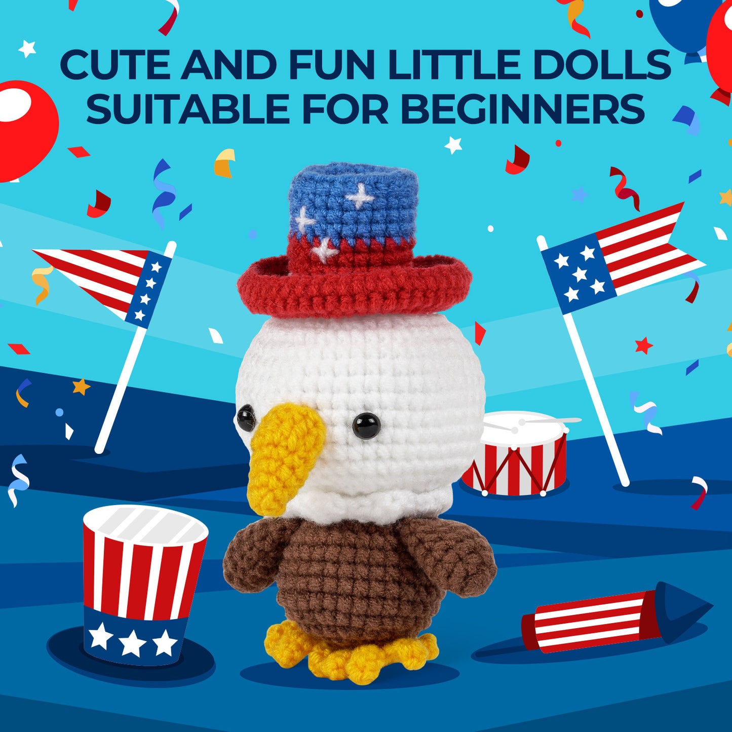 Independence Day Hat Eagle Doll Ornament Crochet Kit