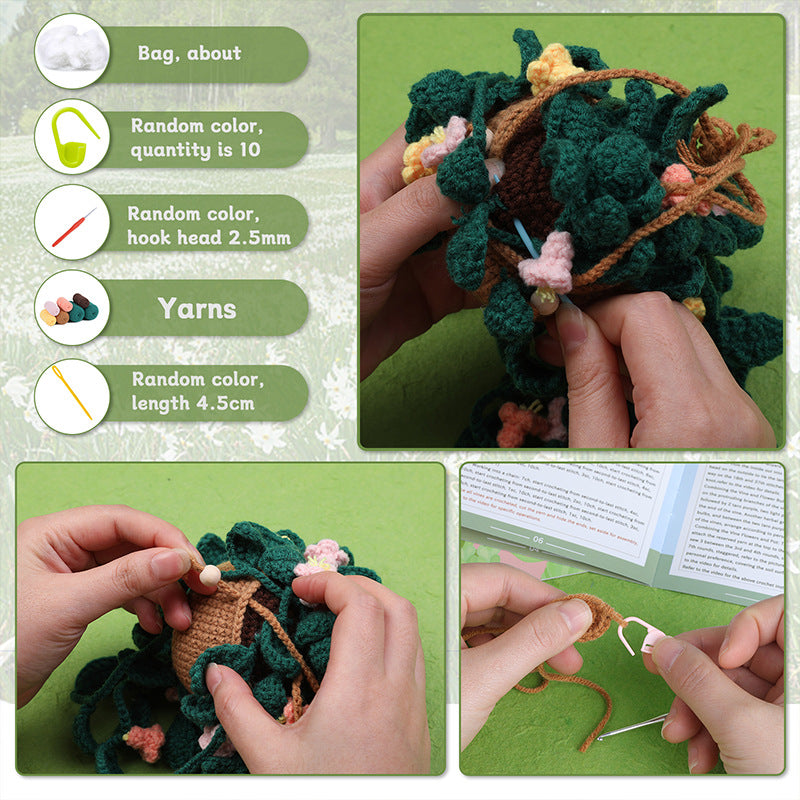 Flower Vine Hanging Basket Plant Pot Crochet Kit