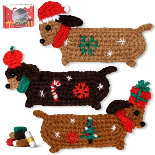 Christmas Dachshund Hairpin Crochet Kit