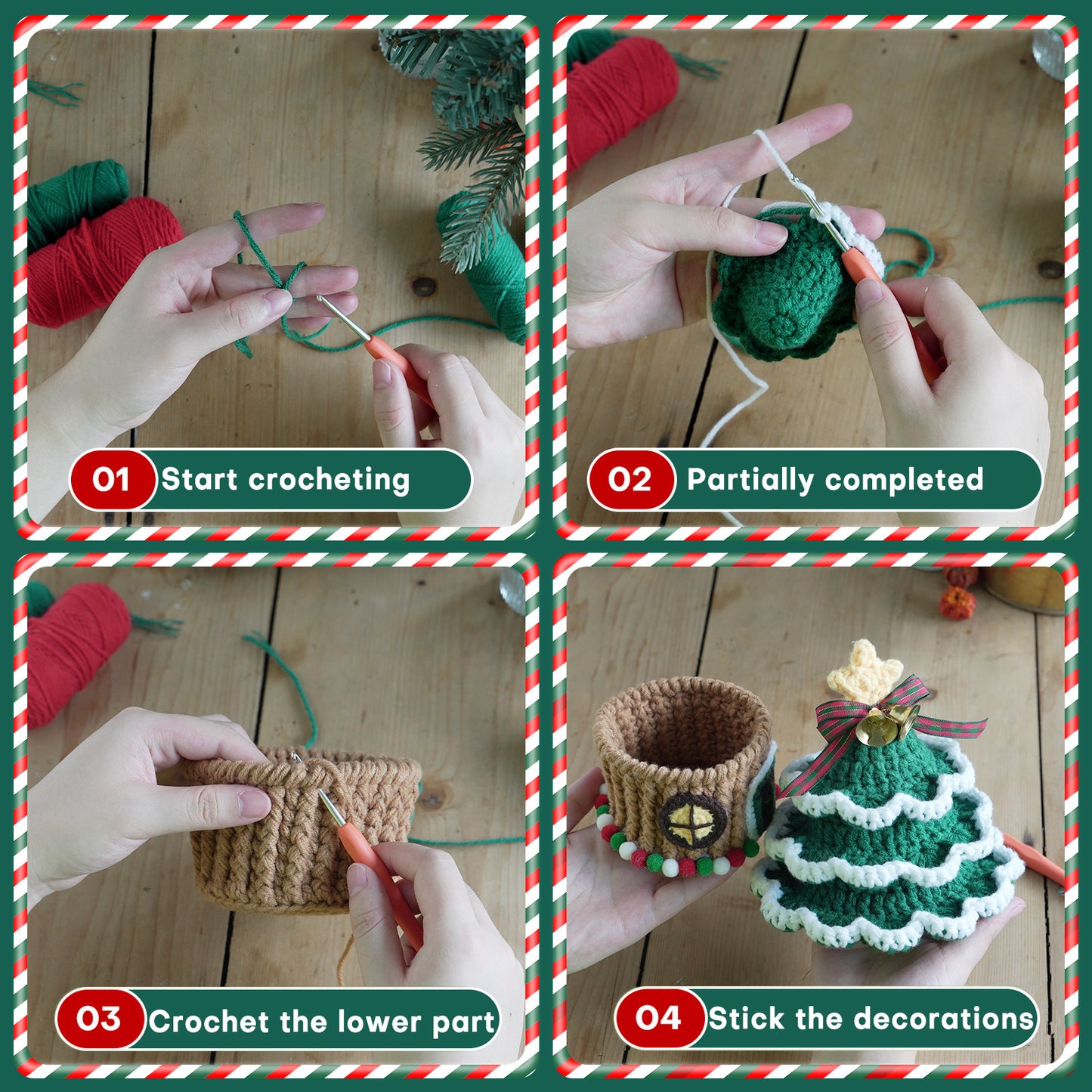 Christmas Tree Storage Box Crochet Crafts + Crochet Kit