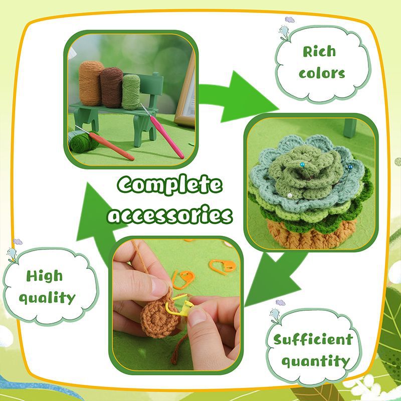 Green Plant Coaster Crochet Kit