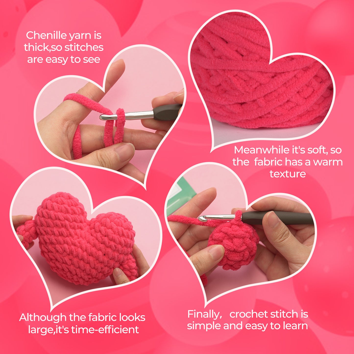 Heart Hug Doll Crochet Kit-Pink + Green