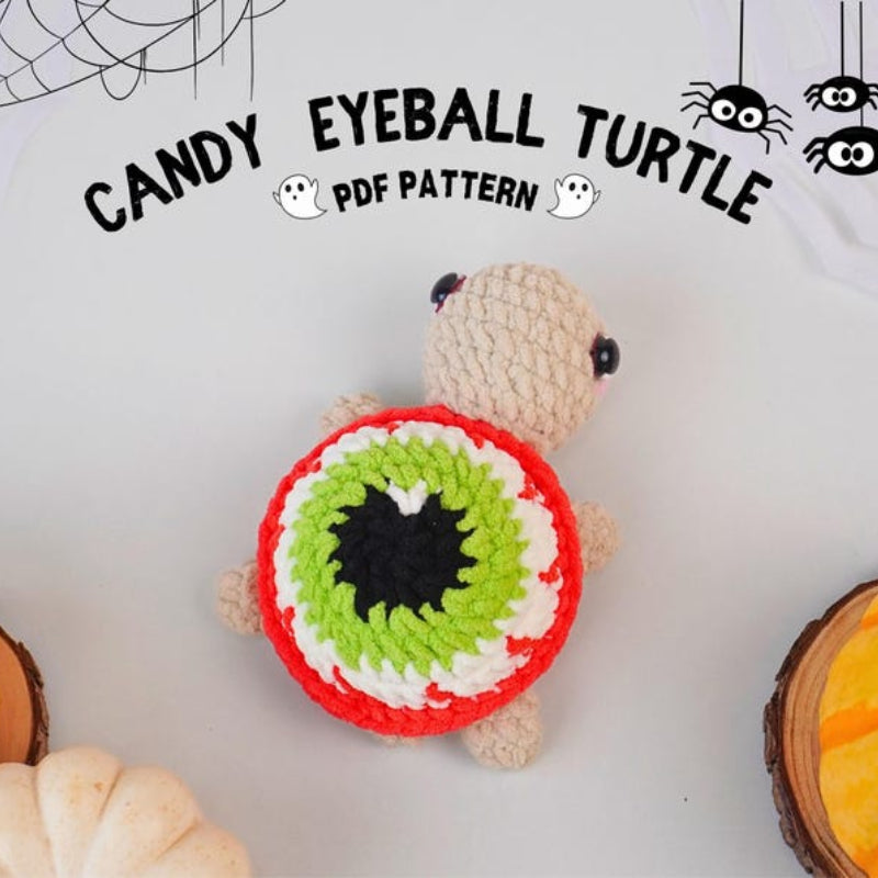 Halloween Eyeball Turtle No Sew Crochet Pattern +Finished Crafts+ Crochet Kit