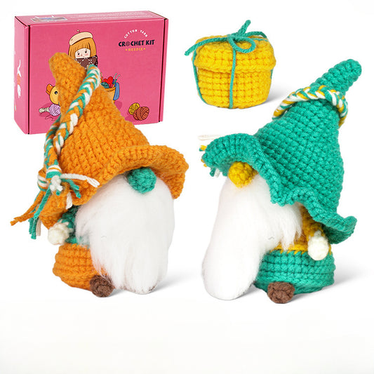 Orange and Green Gnome Doll Ornament Crochet Kit