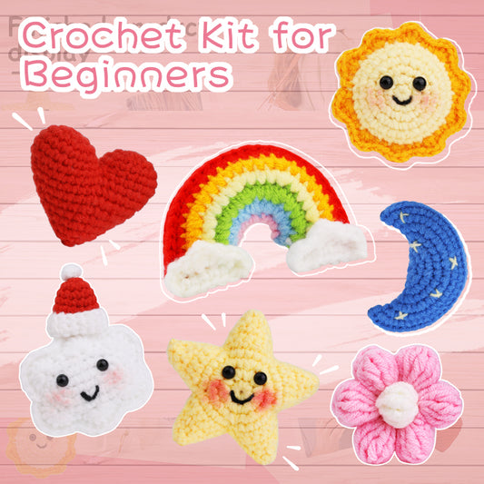 Sunflower/Heart/Star/Moon Crochet Kit-6 pieces