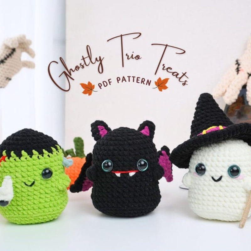 Halloween Ghostly Crochet Pattern Bundle+Finished Crafts Bundle+Crochet Kit Bundle