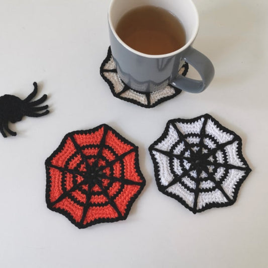 Halloween Spiderweb Coaster Crochet Pattern+Finished Crafts+ Crochet Kit