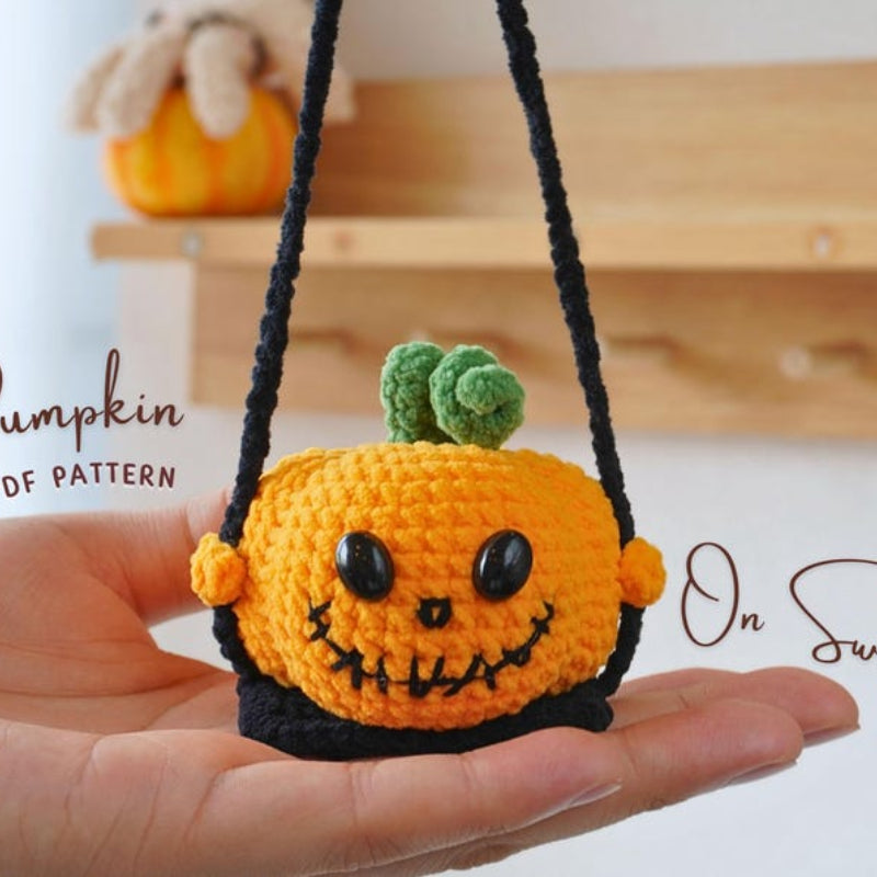 Halloween Pumpkin On Swing Crochet Pattern+Finished Crafts+ Crochet Kit