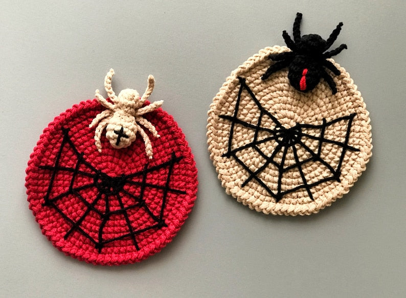 Halloween Spider Coaster Crochet Pattern+Finished Crafts+ Crochet Kit