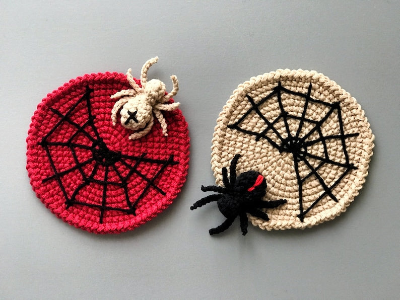 Halloween Spider Coaster Crochet Pattern+Finished Crafts+ Crochet Kit