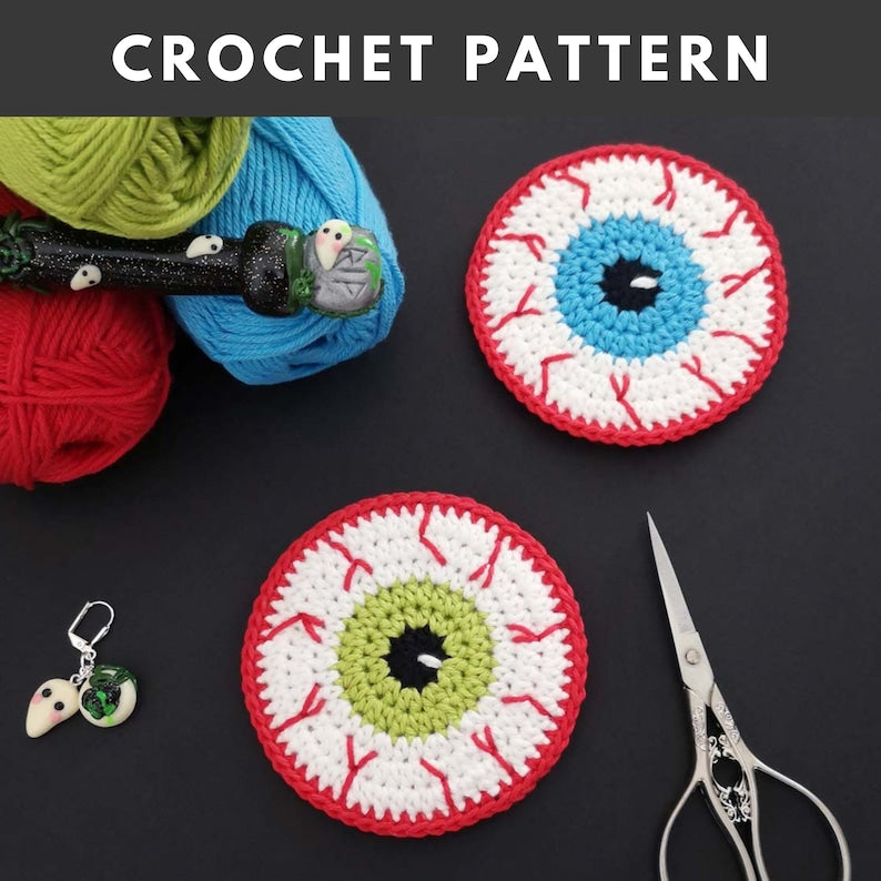 Halloween Eyeball Crochet Pattern+Finished Crafts+ Crochet Kit