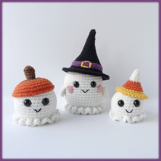 Halloween Cute Ghosts Crochet Pattern+Finished Crafts+ Crochet Kit