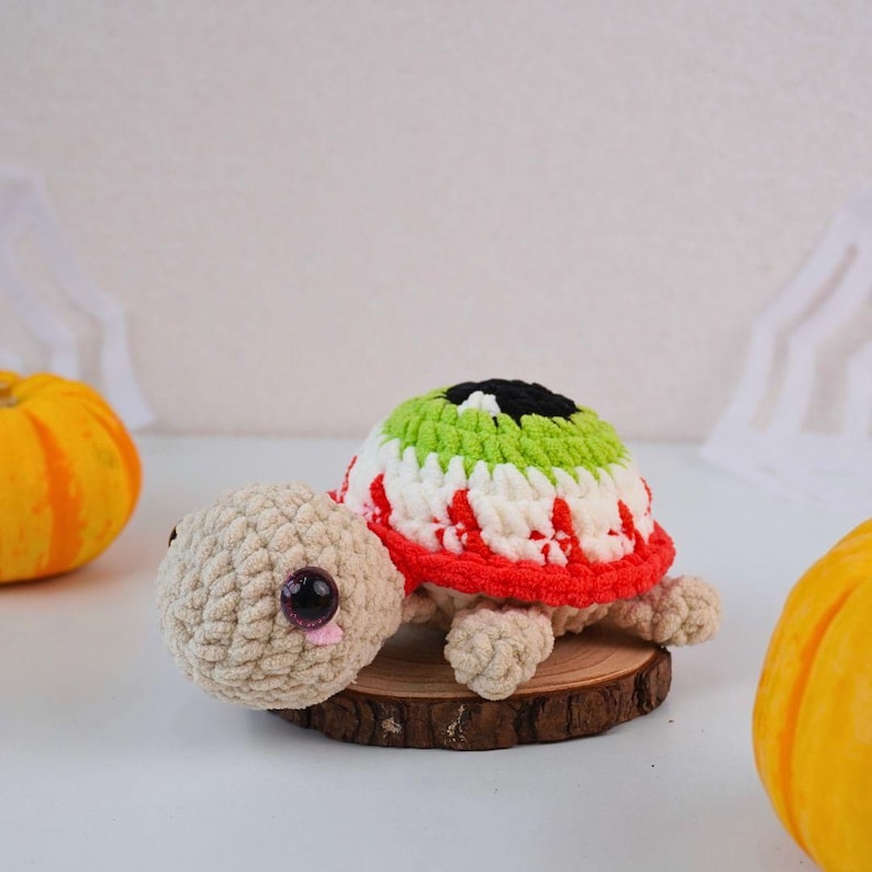 Halloween Eyeball Turtle No Sew Crochet Pattern +Finished Crafts+ Crochet Kit