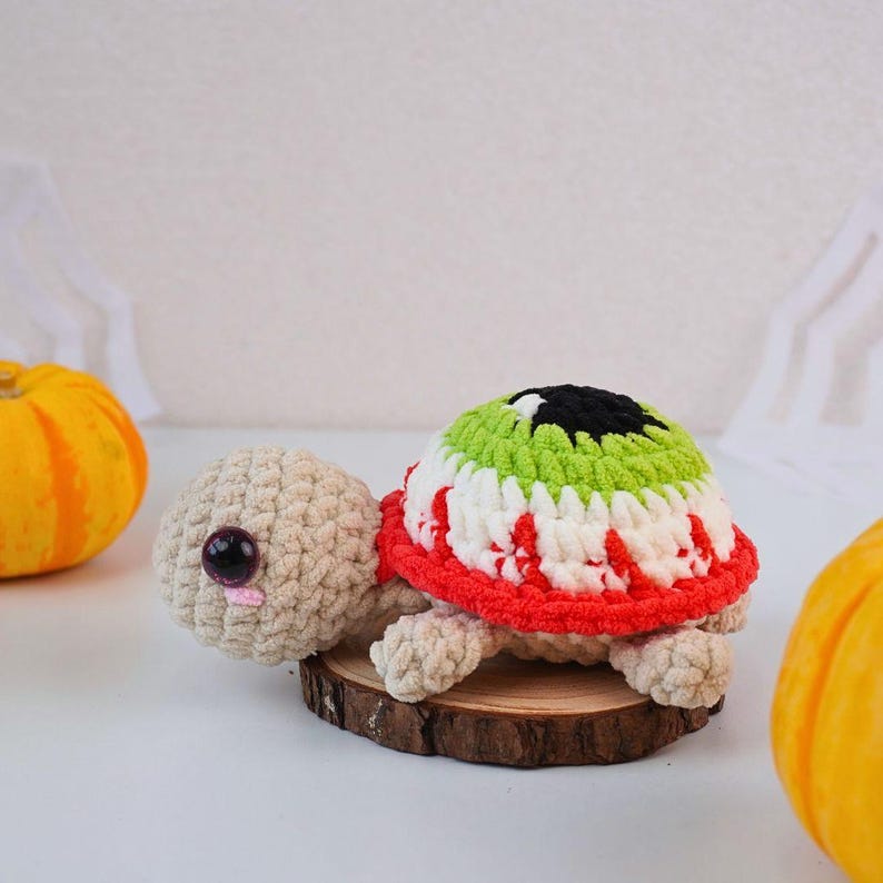 Halloween Eyeball Turtle No Sew Crochet Pattern +Finished Crafts+ Crochet Kit