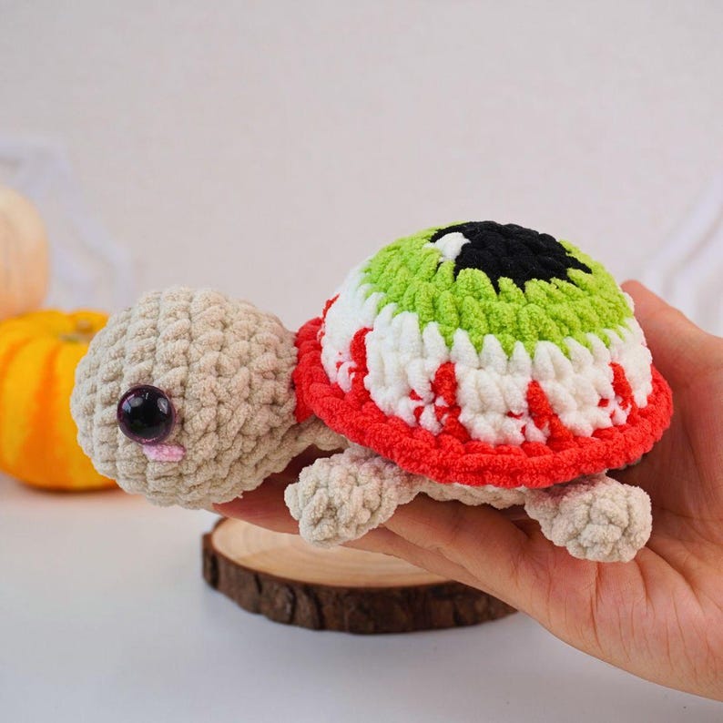 Halloween Eyeball Turtle No Sew Crochet Pattern +Finished Crafts+ Crochet Kit