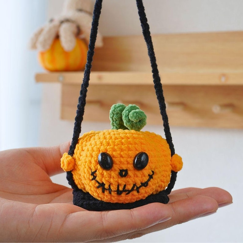 Halloween Pumpkin On Swing Crochet Pattern+Finished Crafts+ Crochet Kit