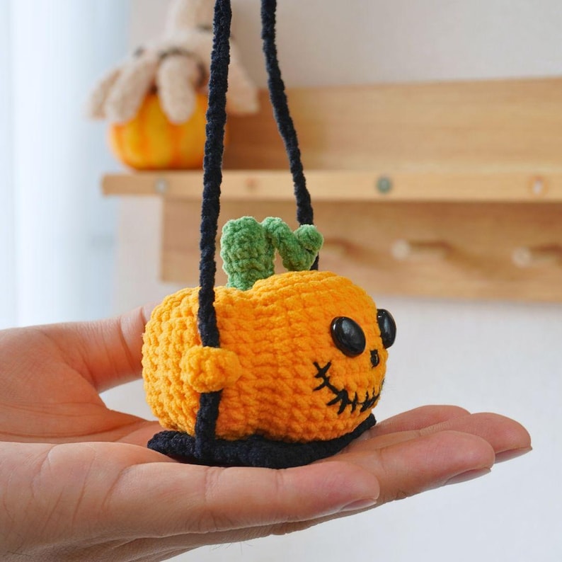 Halloween Pumpkin On Swing Crochet Pattern+Finished Crafts+ Crochet Kit