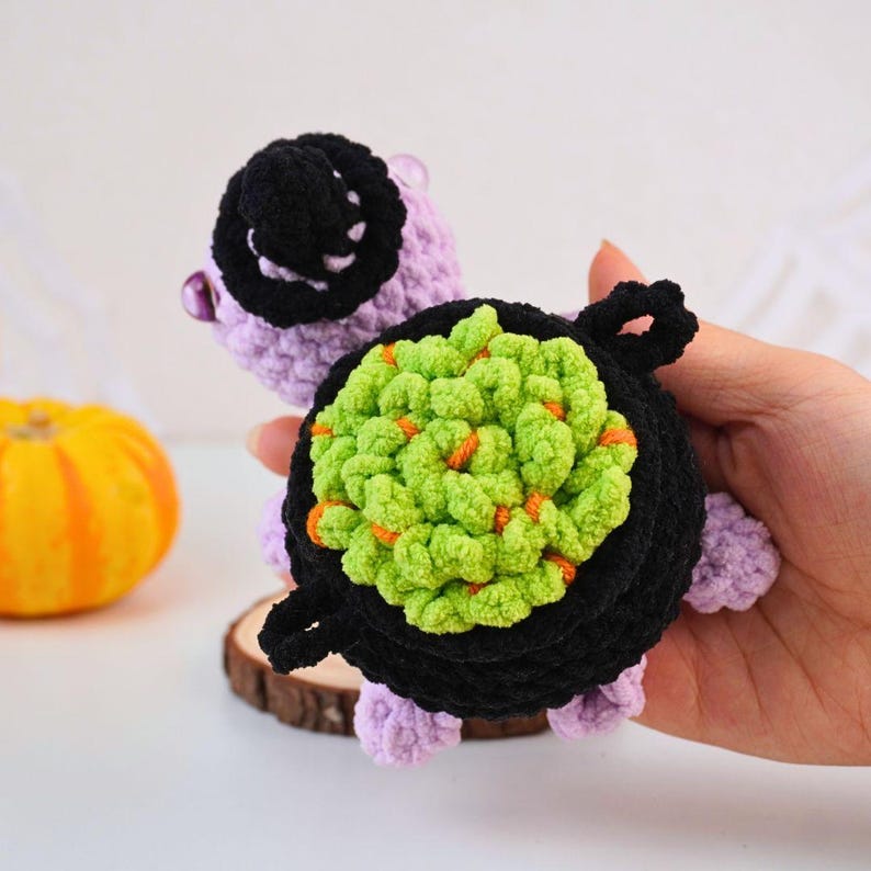 Halloween Cauldron Turtle No Sew Crochet Pattern +Finished Crafts+ Crochet Kit