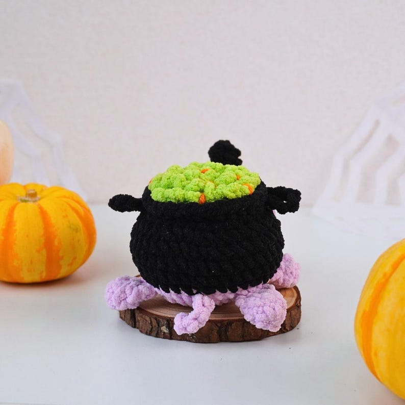 Halloween Cauldron Turtle No Sew Crochet Pattern +Finished Crafts+ Crochet Kit