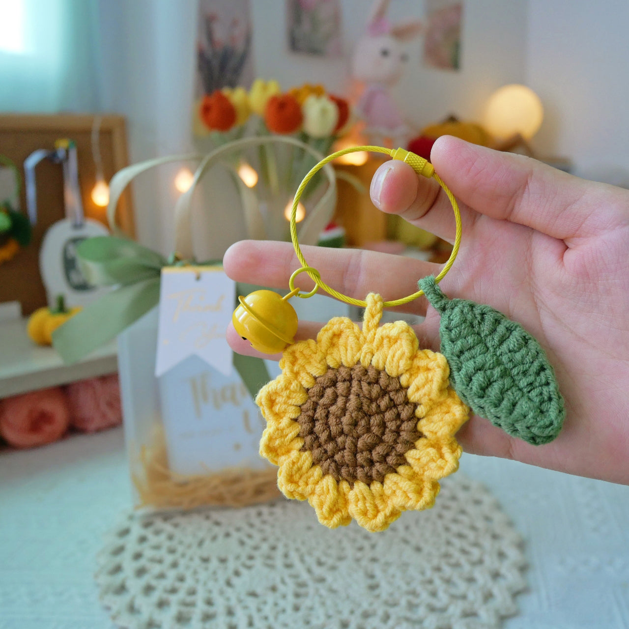 Sunflower Keychain Charm Crochet Kit