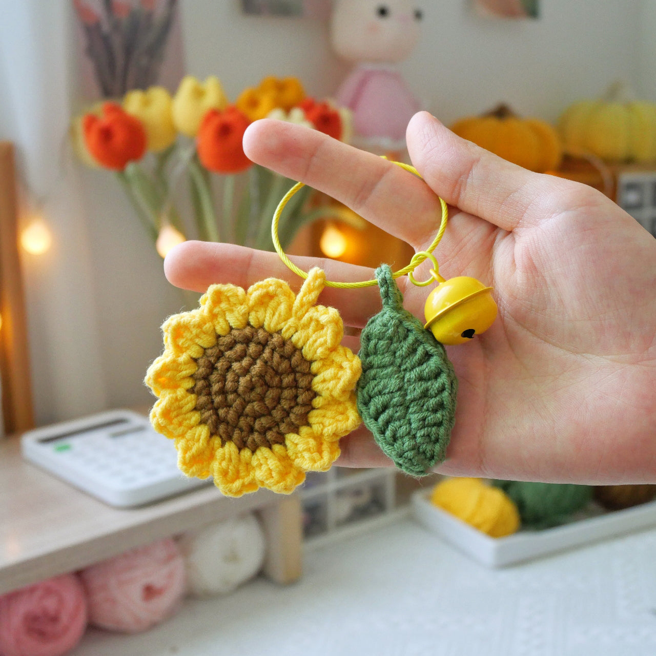 Sunflower Keychain Charm Crochet Kit